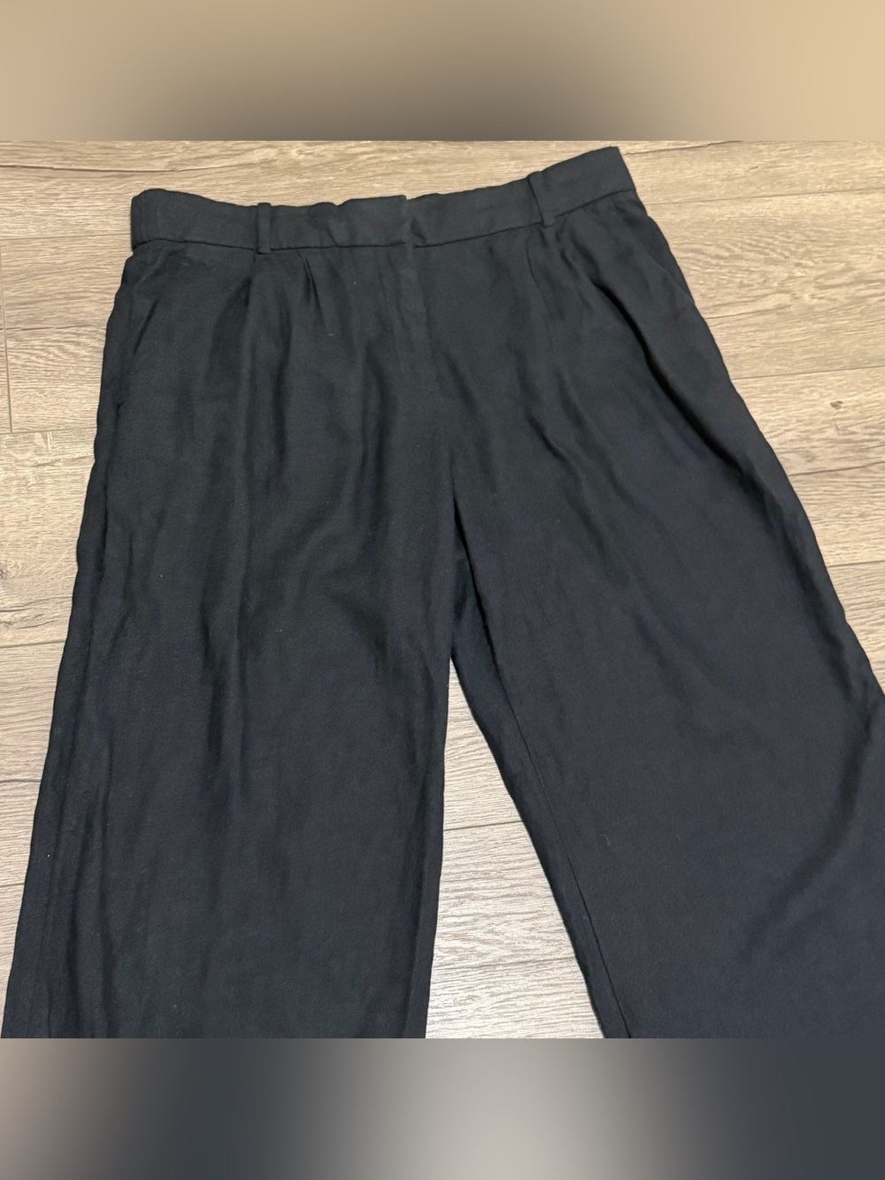 Abercrombie & Fitch Black Wide Leg Sloane Dress Pants Linen Blend Sz 29 8R - Picture 5 of 10